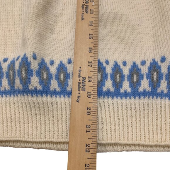 Dale of Norway Women’s Cardigan Pure New Wool Blue Ivory Fair Isle Sz L-XL - Picture 13 of 15